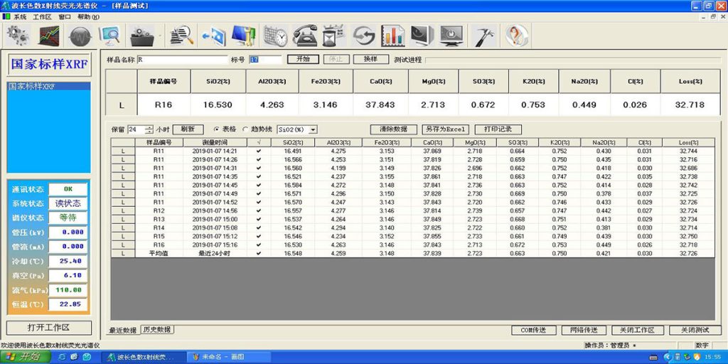 operation interface of DW-BP-9010A Wavelength Dispersion WD-XRF