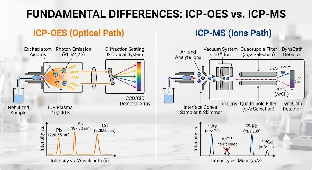 icp-oes-optical-path-vs-icp-ms-quadrupole-mass-spectrometer-diagram