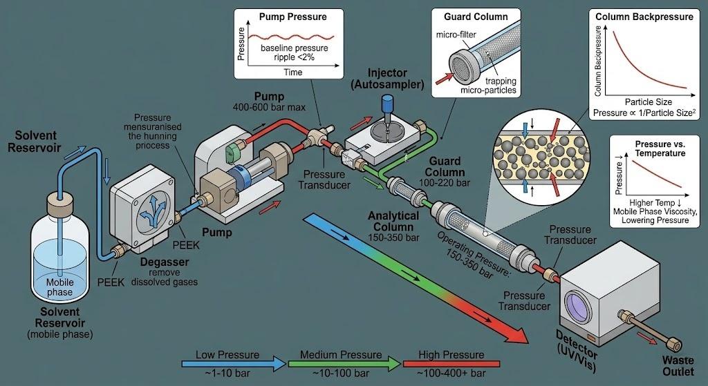 hplc-system-fluidic-pathway-pressure-diagram