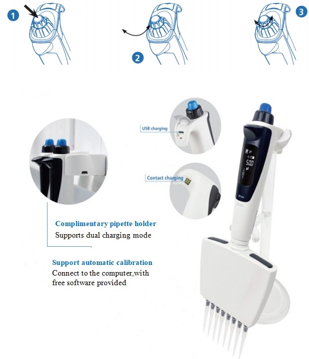 operating dPette Multifunctional 8-channel Electronic Pipette