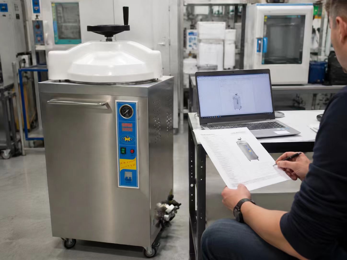 DW B Hand Wheel Digital Vertical Autoclave