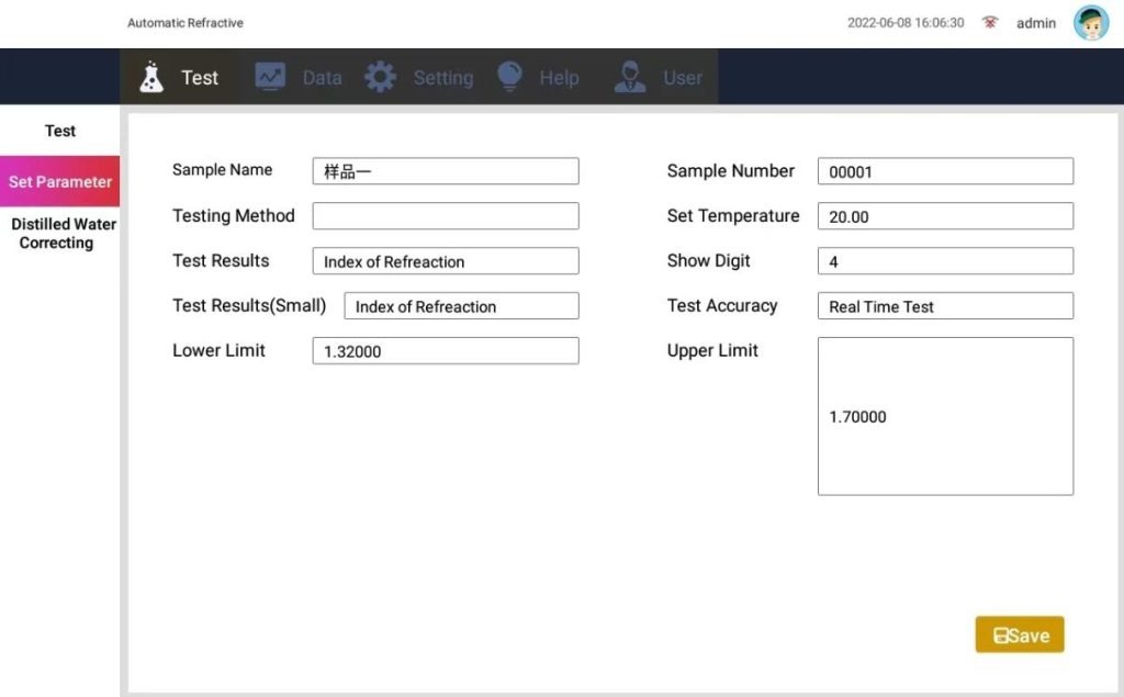 Parameter settings