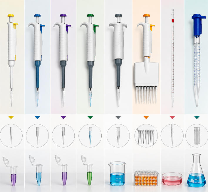 Common Lab Pipette Type for Different Volume Ranges