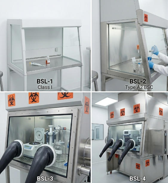 Standards for Biosafety Cabinets BSL-1 to BSL-4