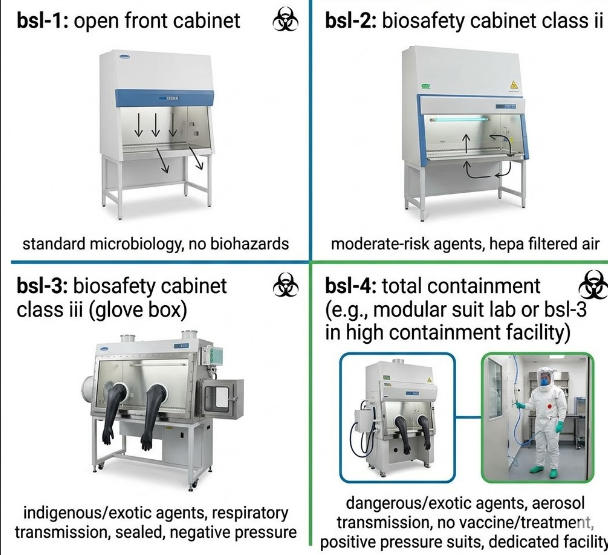 Standards for Biosafety Cabinets-BSL-1 to BSL-4