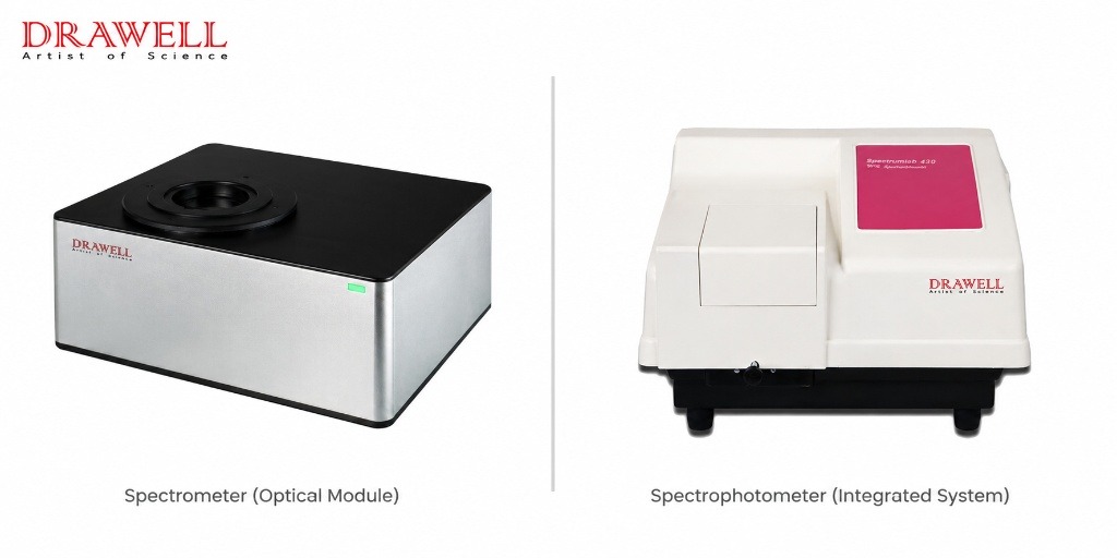 Spectrometer vs spectrophotometer physical design