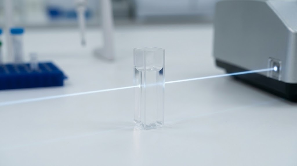 Optical path length of UV-Vis spectrophotometer cuvette